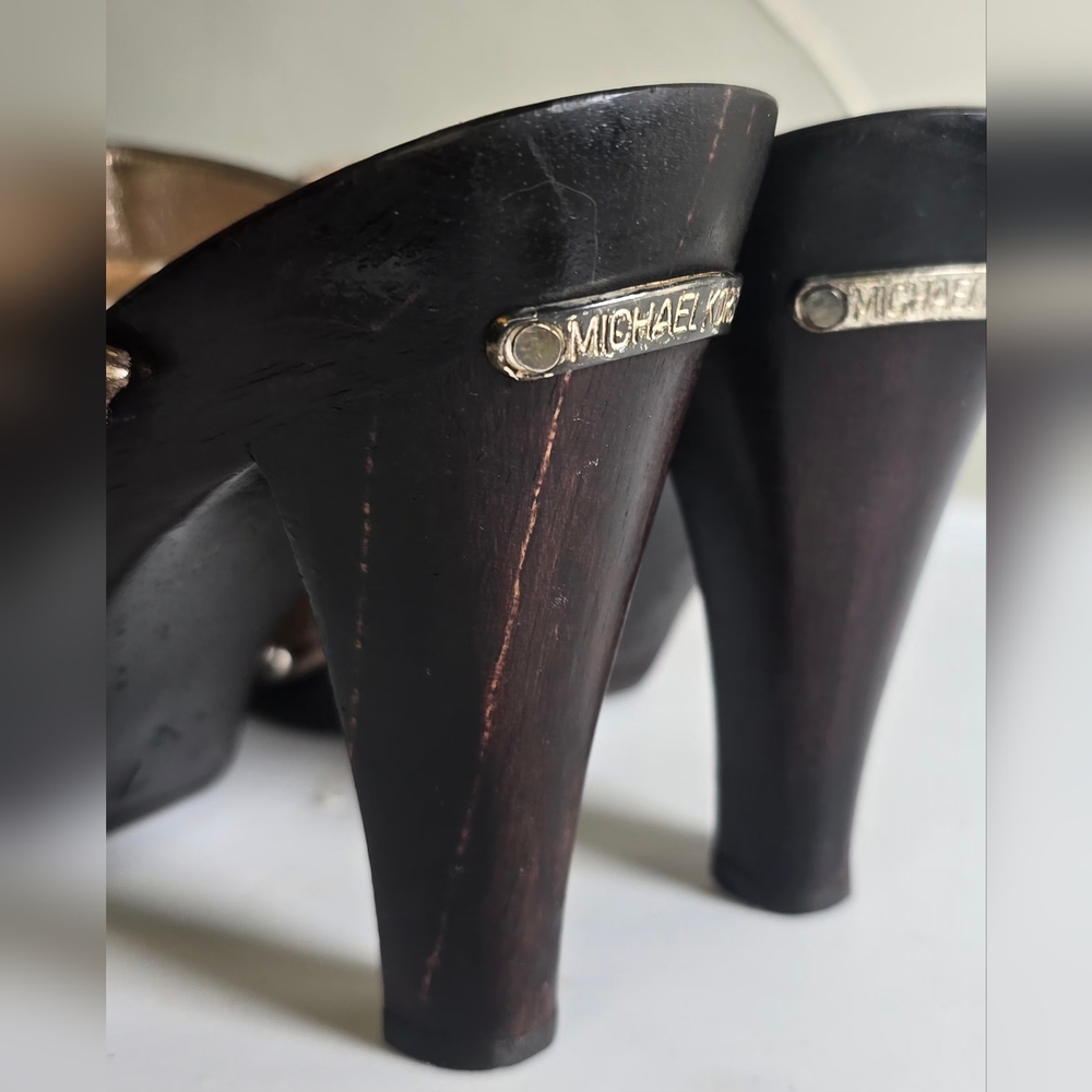 Michael Kors Astor Leather Bronze Studded Mules 7 - Picture 7 of 12